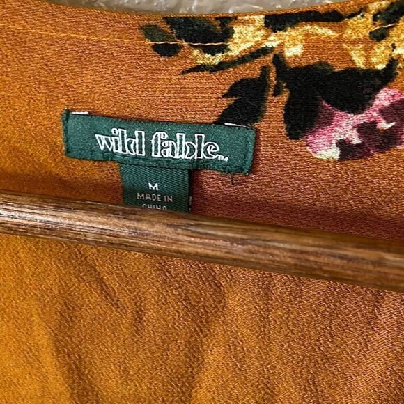 Wild Fable Floral Tie Front Top‎ Long Sleeve Boho Peasant Blouse - Picture 3 of 4